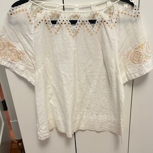 Madewell Cream Embroidered Blouse